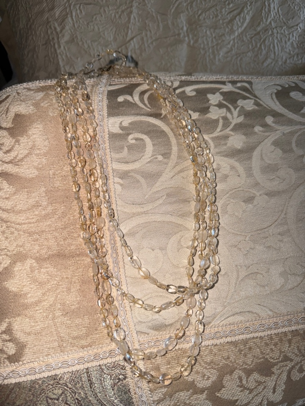 Extra  longStrand citrine /Champagne color Necklace  wear a variety of ways